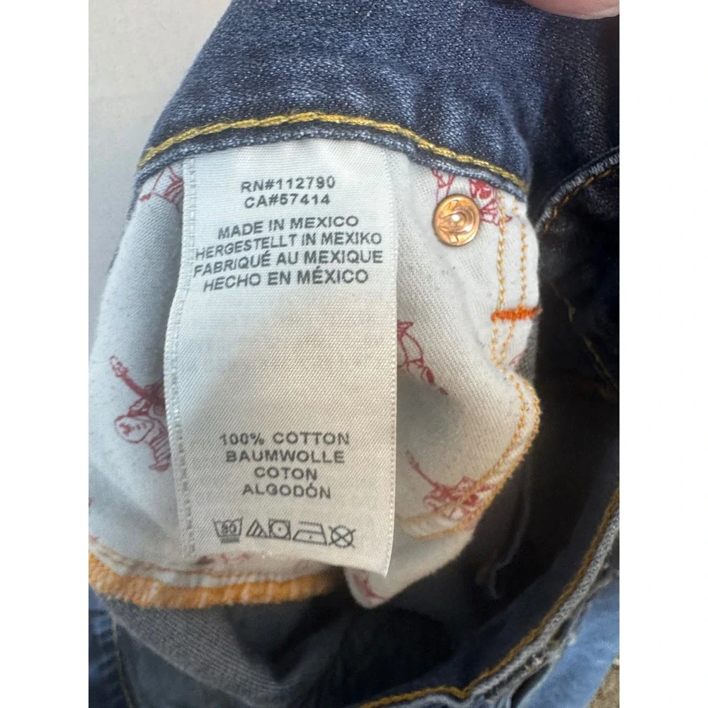 True‎ Religion Skinny Flap OM Mens Jeans 36X34 SN Body Rinse Blue Denim
